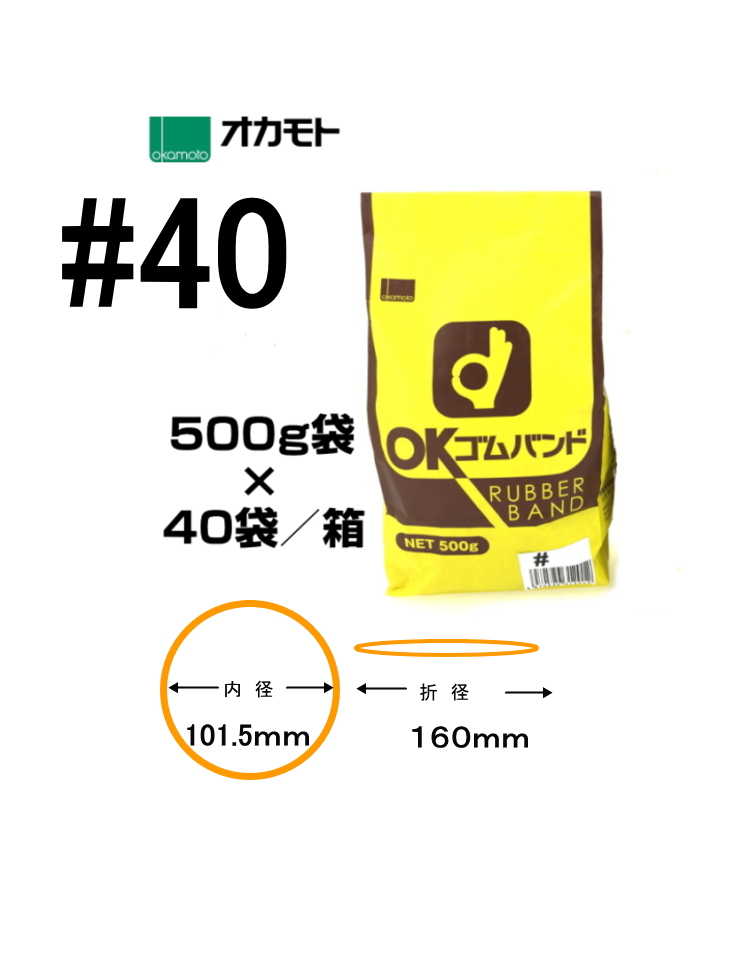 オカモト ゴムバンド＃４０　500g袋入ｘ４０袋/箱